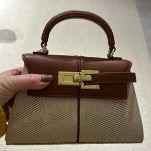 🆕Jw Pei Women Brown Canvas Vegan Leather Elegant Sustainable Top Handle Bag